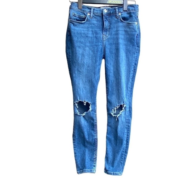 Free People High Waisted Jeans Size 29 Busted Knee - Picture 5 of 5